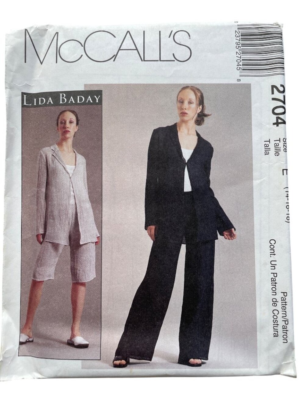 McCalls 2704 Sewing Pattern Sizes 14-16-18 Misses Jacket & Pants Lida Baday CUT